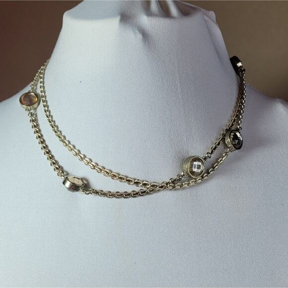 Banana Republic Necklace Glass Stone Crystal Opera Length 34" Chain Wrap Layer - Picture 2 of 5